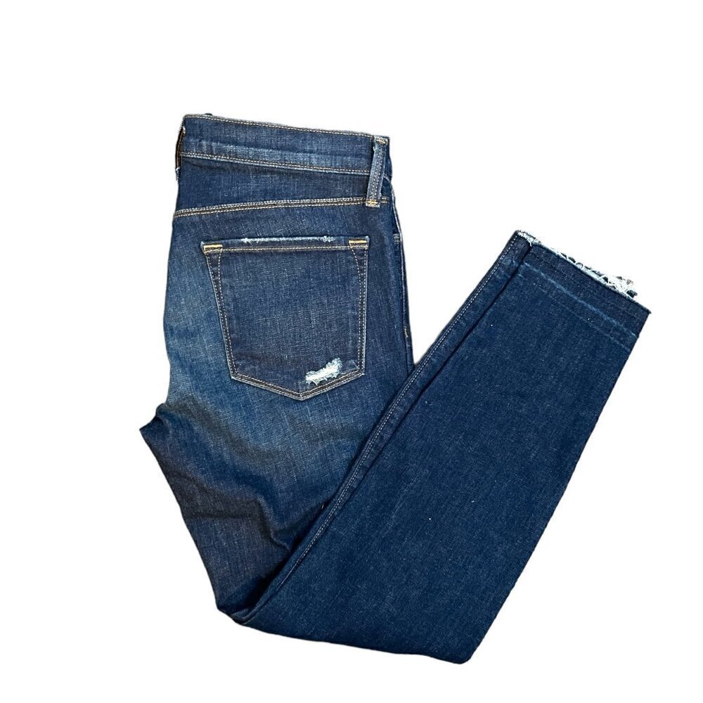 J Brand Premium Denim Blue Cropped Distressed Jeans Size 28